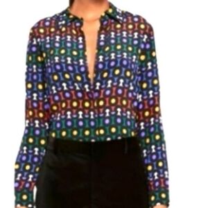 alice and Olivia Willa Printed Silk Blouse